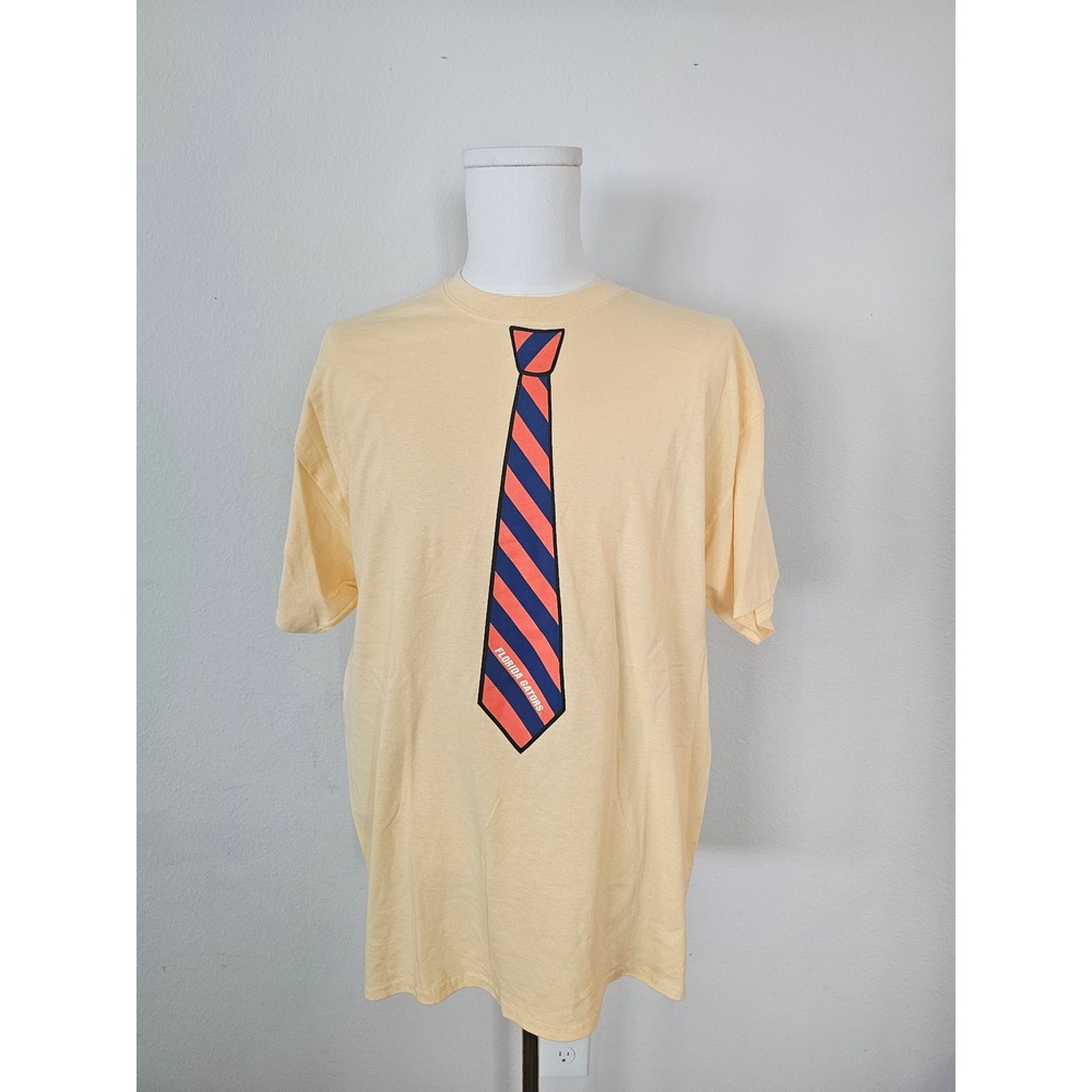 Gildan XL Florida Gators Yellow Cotton T-Shirt Faux Tie Graphic - Picture 2 of 8